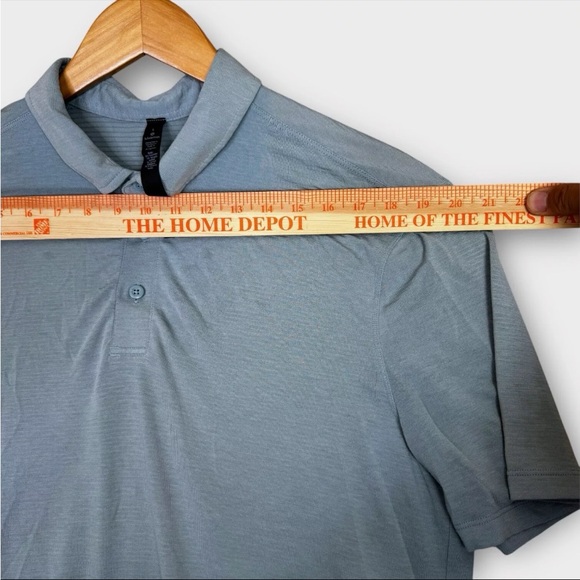 Lululemon Evolution Polo Shirt Mens Size L Blue Performance Wicking - Picture 7 of 11